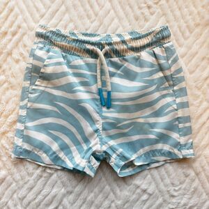 Mon Coeur Toddler Swim Trunks 12-18M Blue Zebra Stripe Eco UPF 50 Shorts